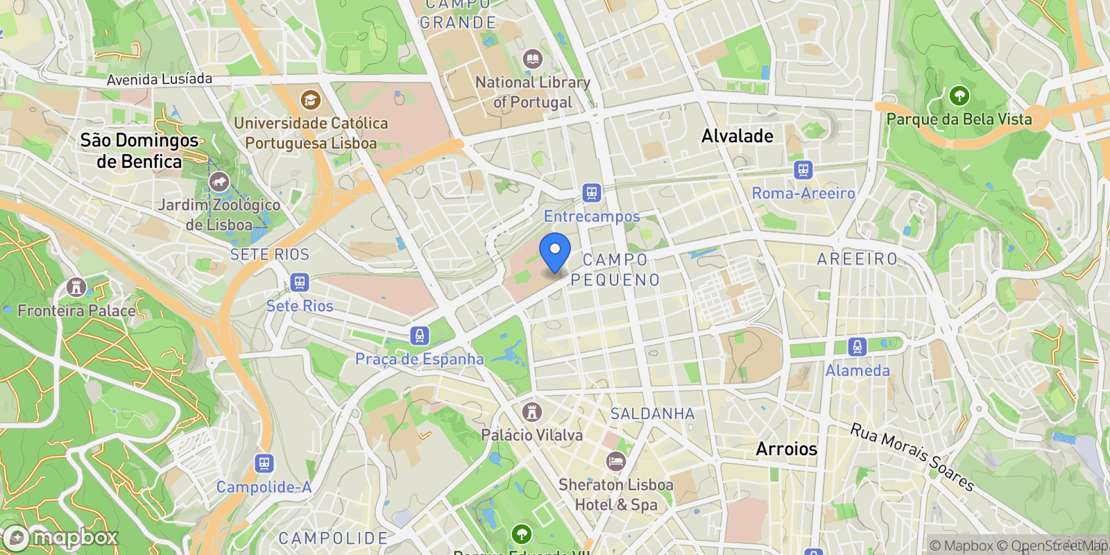Map showing Avenidas Novas, Lisbon, Portugal.