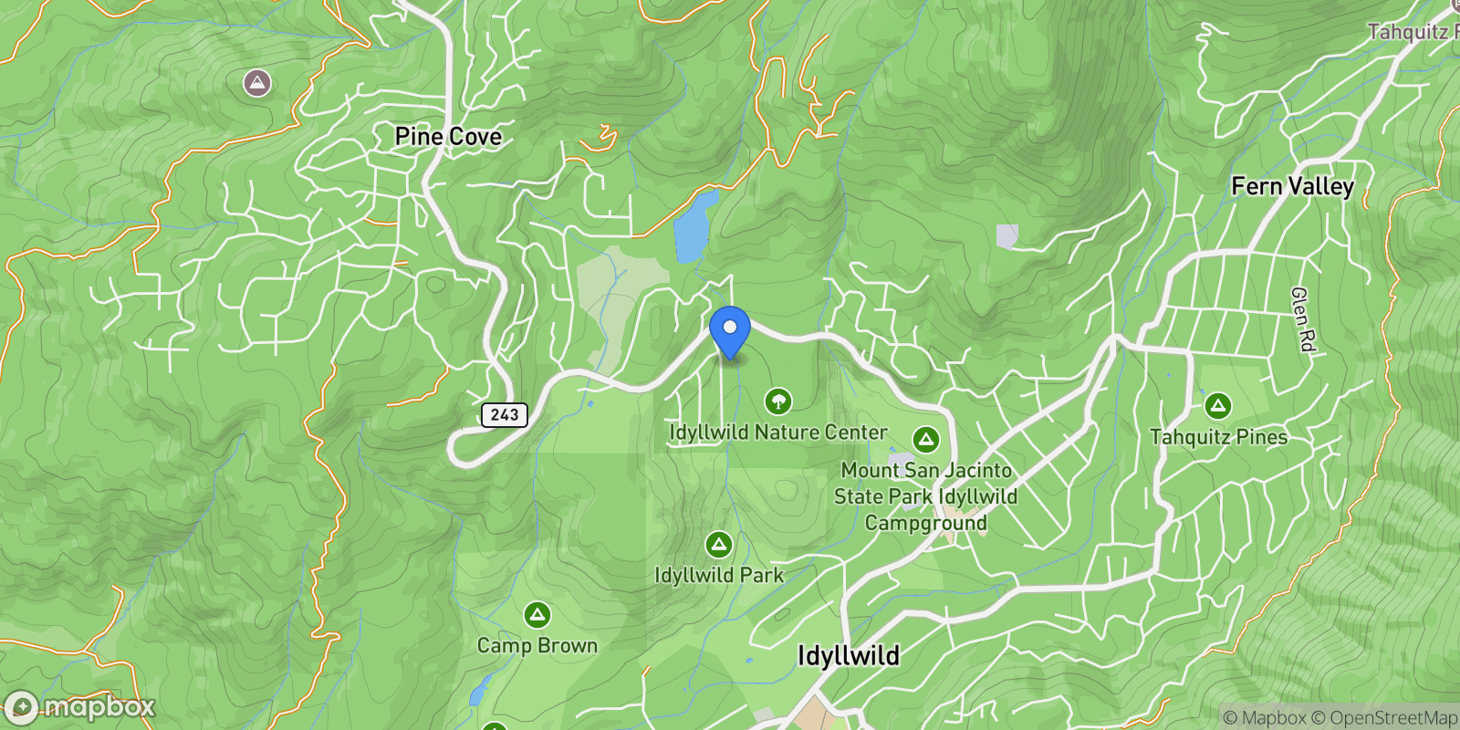 Map showing 25504 Cedar Glen Drive , Idyllwild-Pine Cove, CA 92549, Idyllwild-Pine Cove, California, United States.