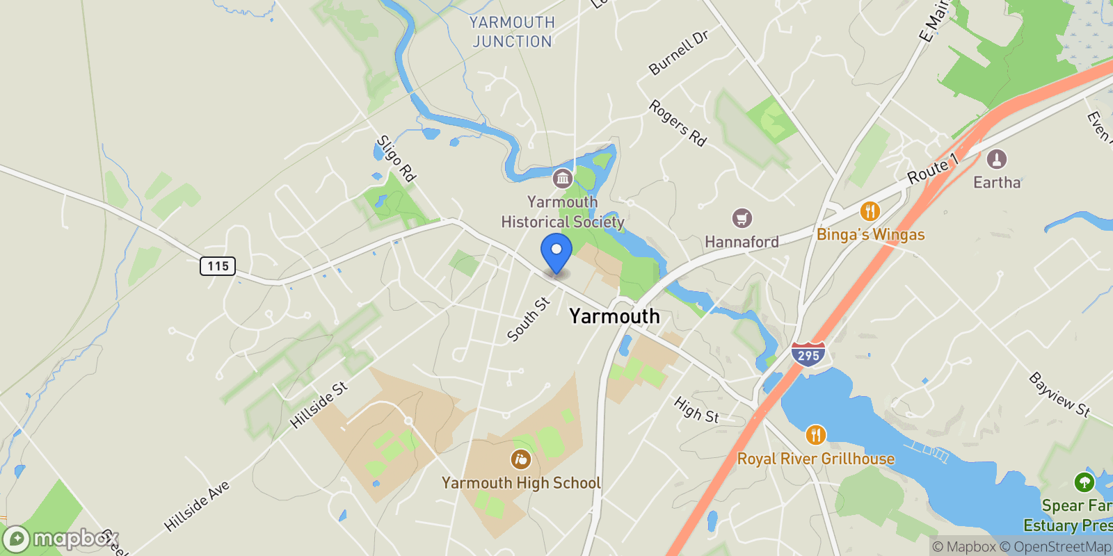 Map showing 309 Main Street A, Yarmouth, ME 04096, Yarmouth, Maine, United States.