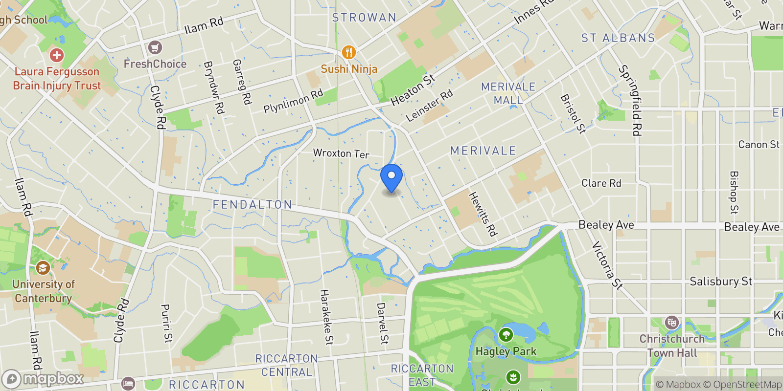 Map showing 29 Garden Road Fendalton, Christchurch, CAN 8014, Christchurch, Canterbury, New Zealand.