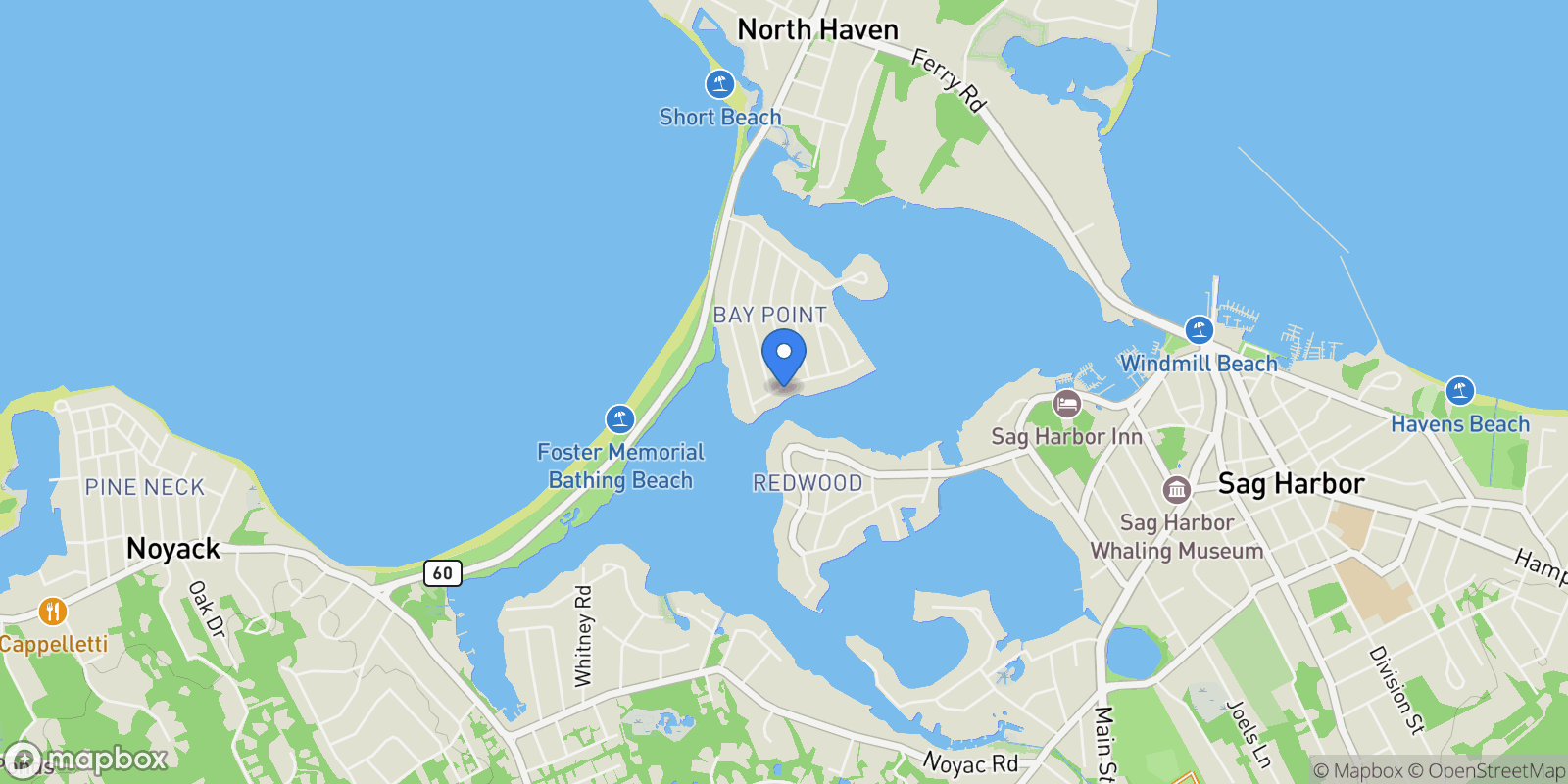 Map showing 18 Bay View Drive East, Sag Harbor, NY 11963, Sag Harbor, New York, United States.