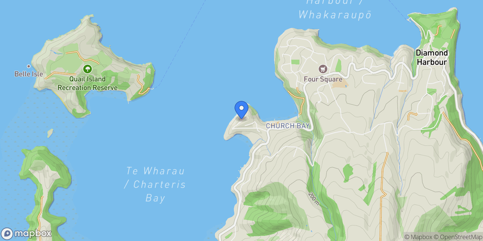 Map showing 12 Ohinehau Lane, Charteris Bay, Banks Peninsula, CAN 8971, Diamond Harbour, Canterbury, New Zealand.