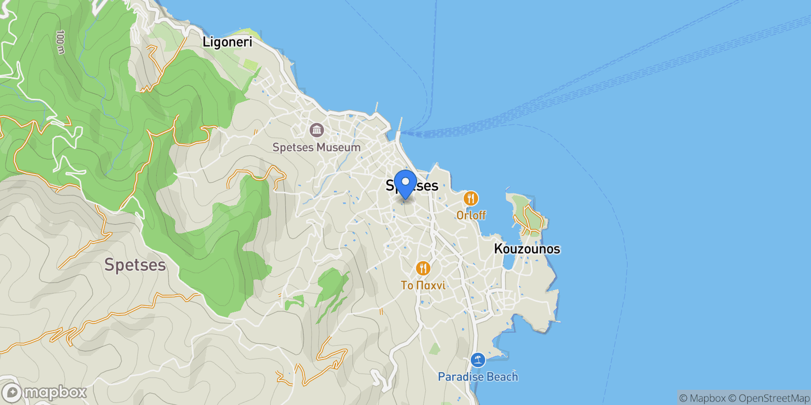 Map showing Spetses, Greece, Spetses, Attica, Greece.