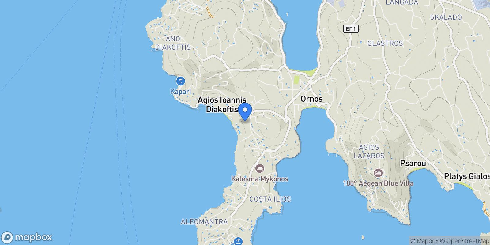 Map showing Agios Ioannis 846 00, Greece, Mykonos, Aegean, Greece.