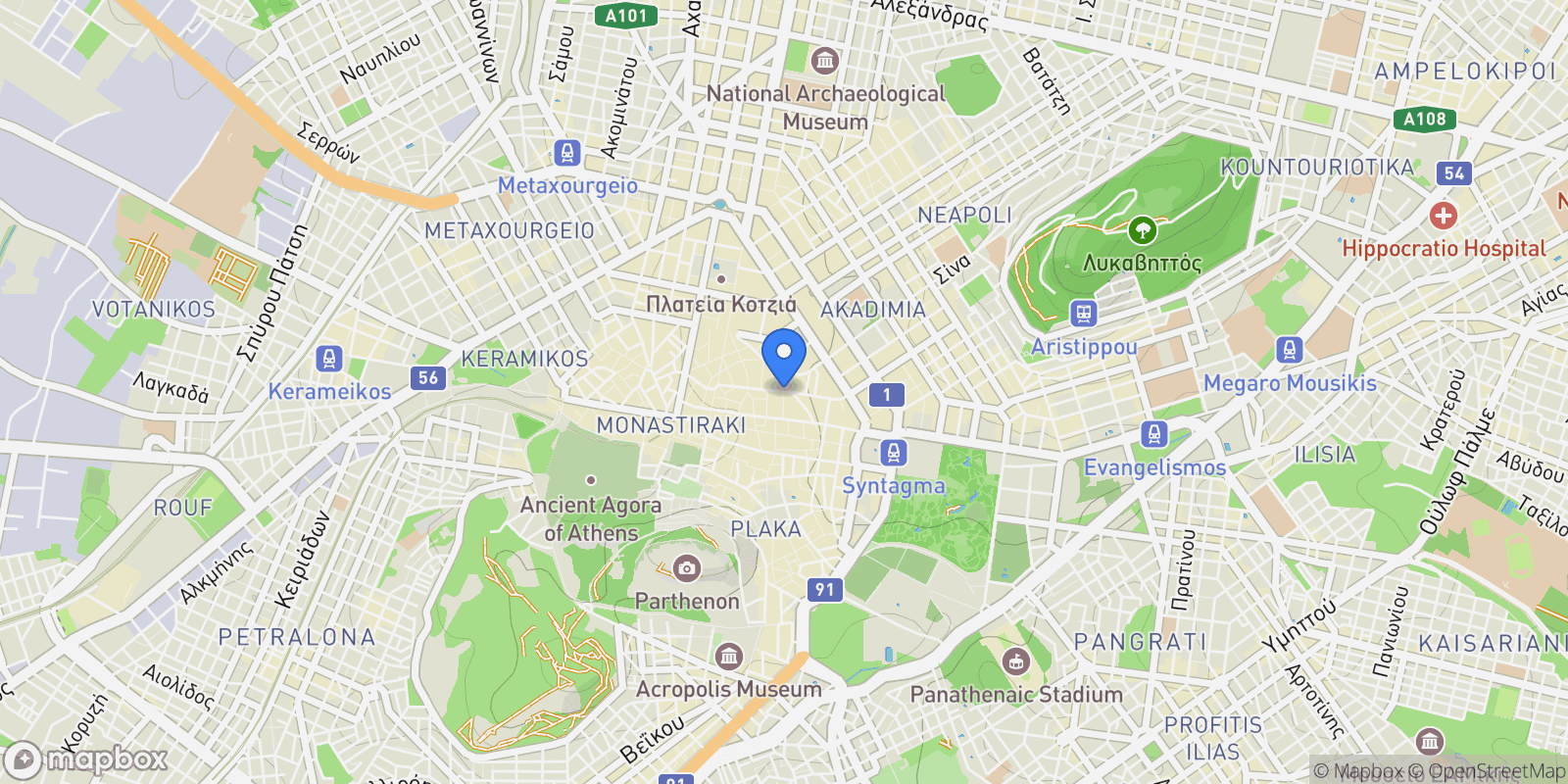 Map showing Kolokotroni, Athina, Greece, 1st District of Athens, Athens, Greece.