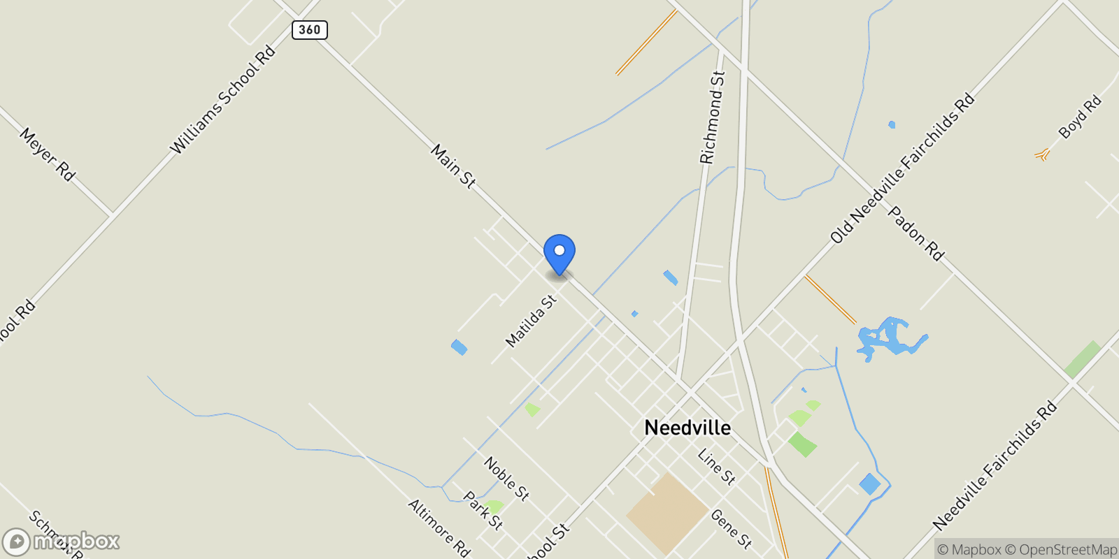 Map showing 8026 Main Street, Needville, Texas, United States.