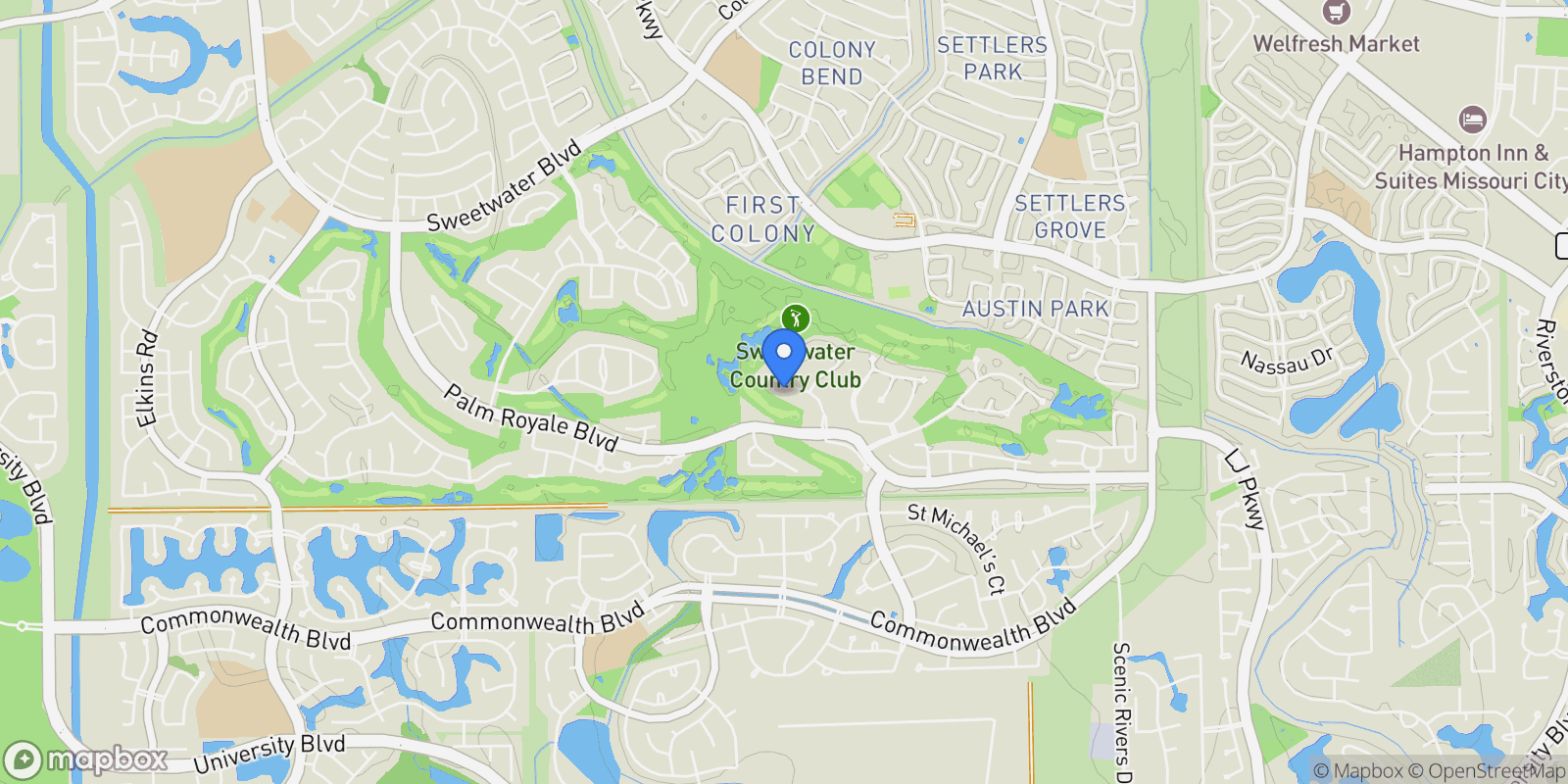 Map showing 21 Grand Manor, Sugar Land, Texas, United States.