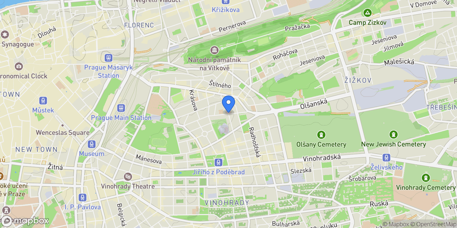 Map showing Čajkovského, Praha, CZECHIA, Prague, Prague, Czechia.