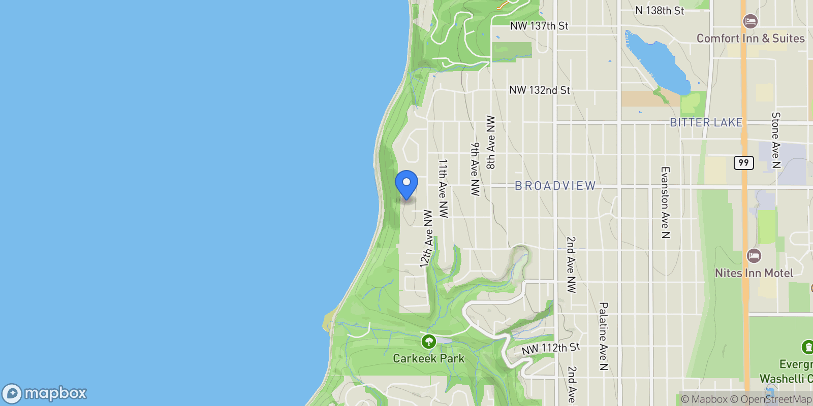 Map showing 12231 12th Ave NW , Seattle, WA 98177, Seattle, Washington, United States.