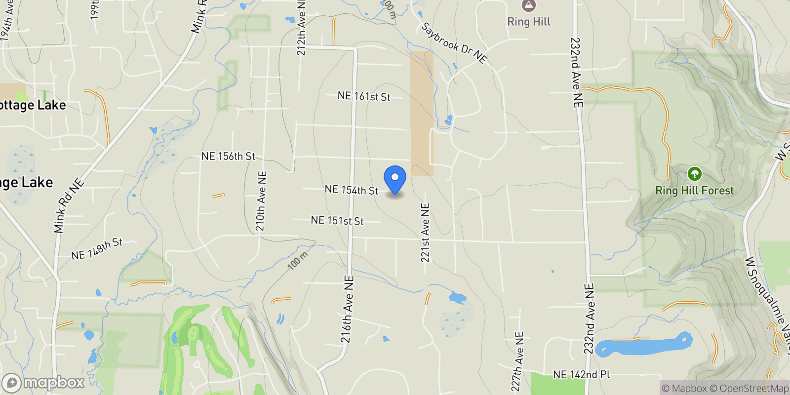 Map showing 21829 NE 154th St , Woodinville, WA 98077, Cottage Lake, Washington, United States.