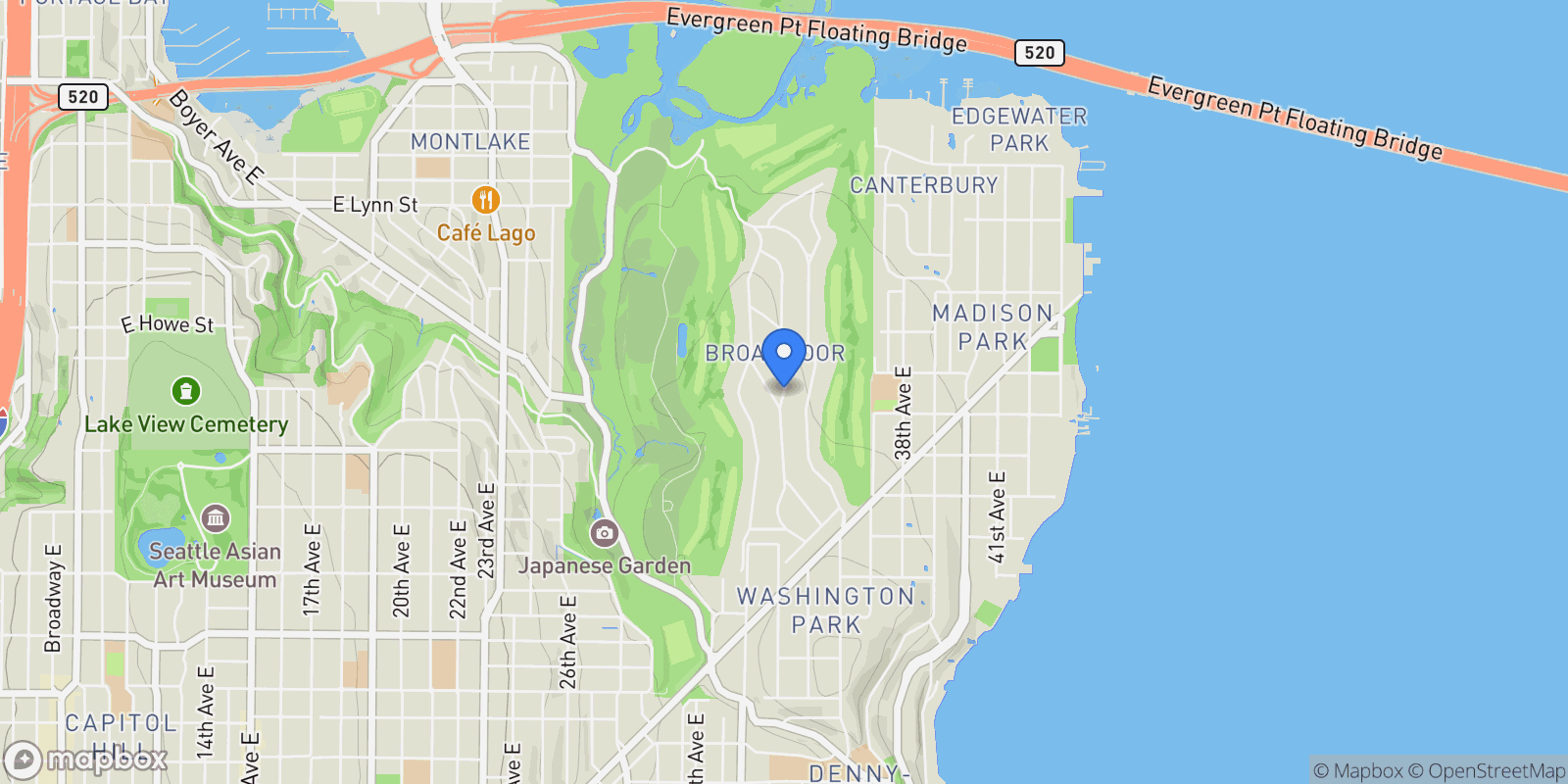 Map showing 1960 Shenandoah Dr E , Seattle, WA 98112, Seattle, Washington, United States.