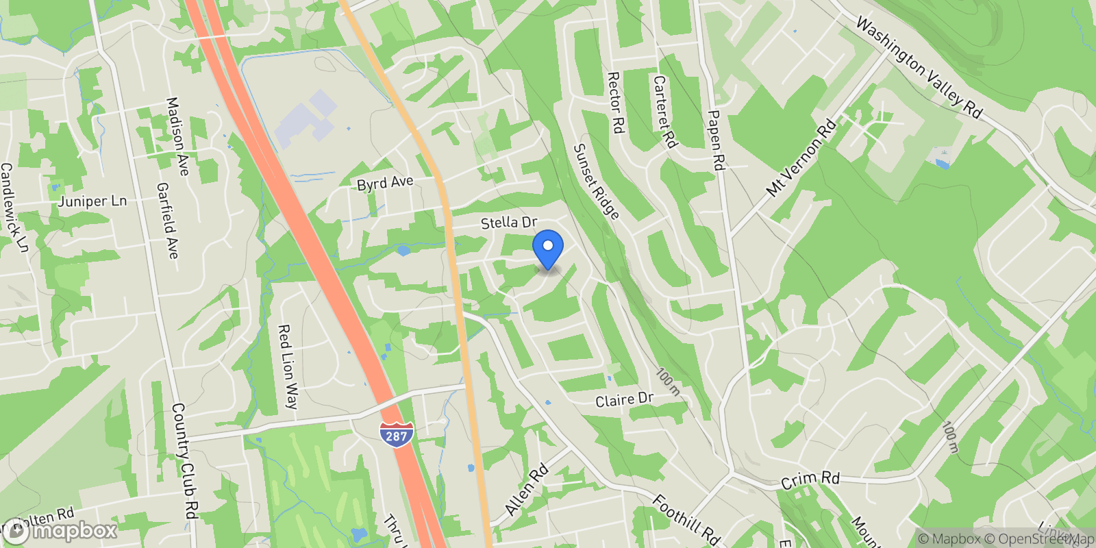 Map showing Copper Hill Road, Bridgewater Township, New Jersey, United States.