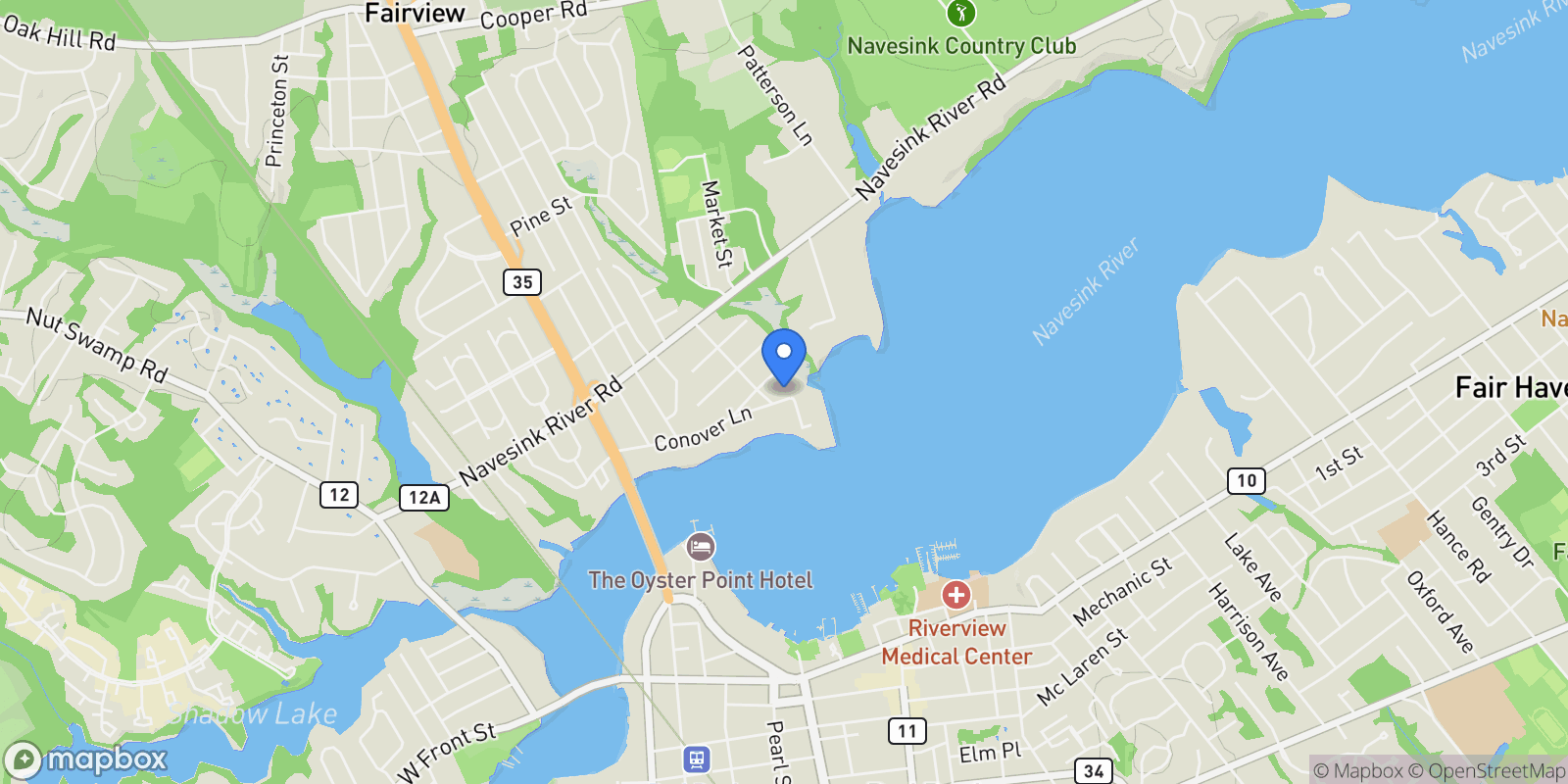 Map showing 233 Conover Ln, Red Bank, NJ 07701, Red Bank, New Jersey, United States.