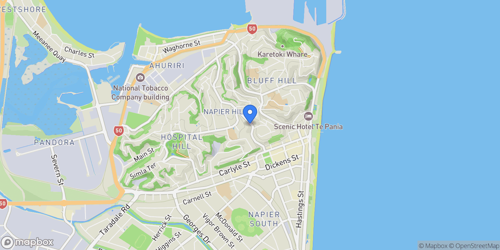 Map showing 32 Milton Road Bluff Hill, Napier, HKB 4110, Napier, Hawke's Bay, New Zealand.