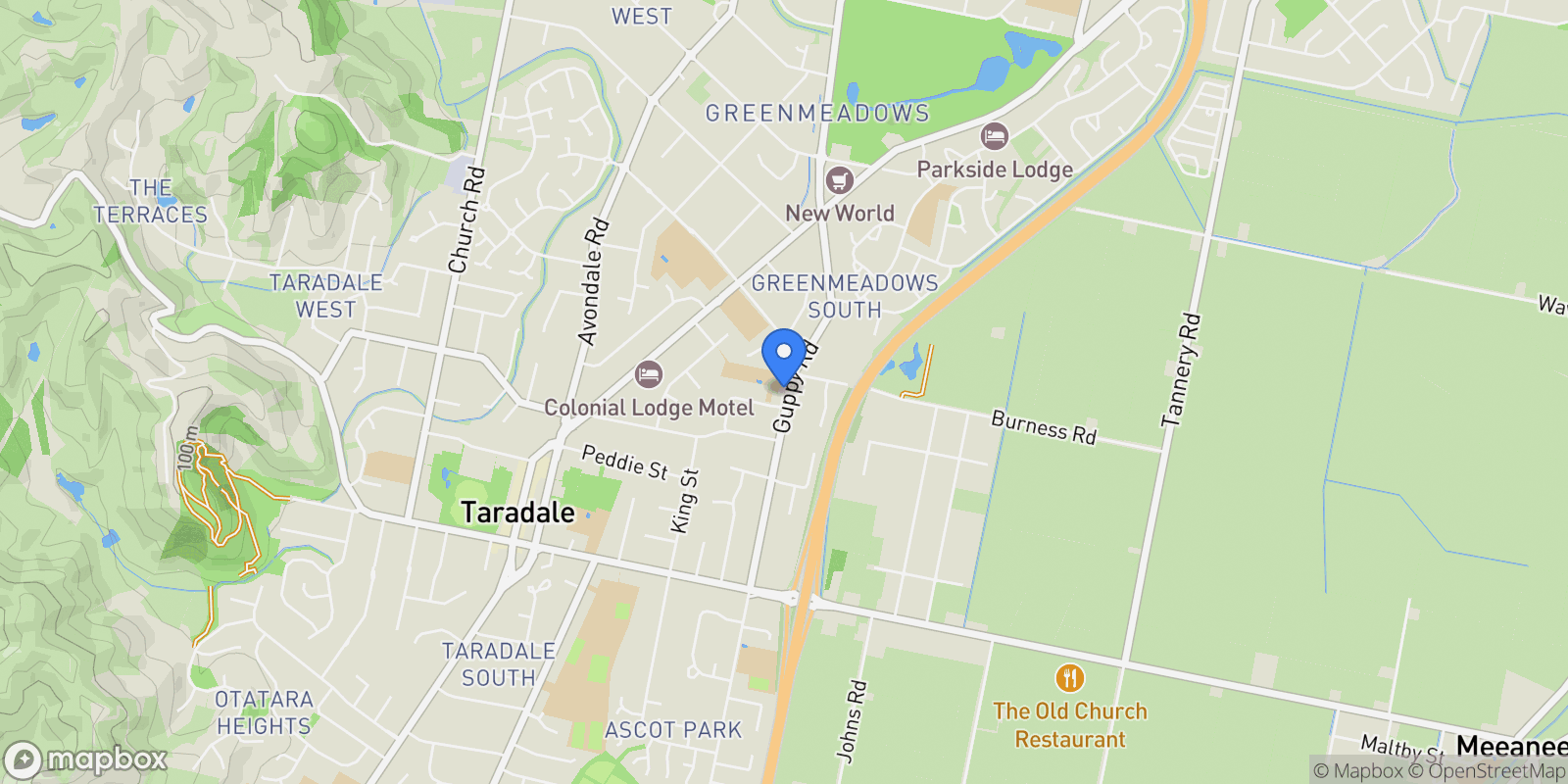 Map showing 101 Guppy Road Taradale, Napier, HKB 4112, Napier, Hawke's Bay, New Zealand.