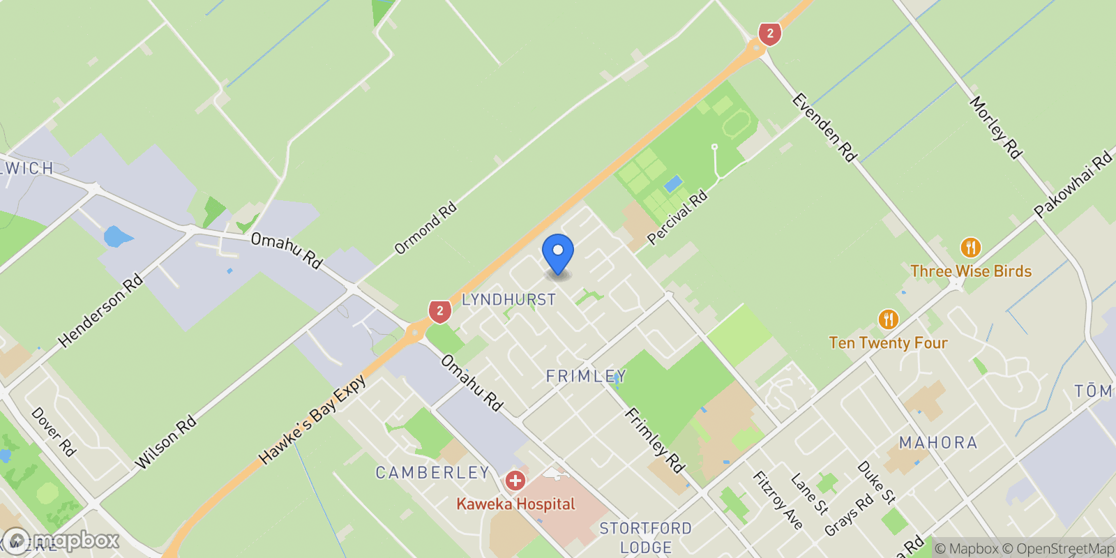 Map showing 42 Arbuckle Road Frimley, Hastings, HKB 4120, Hastings, Hawke's Bay, New Zealand.