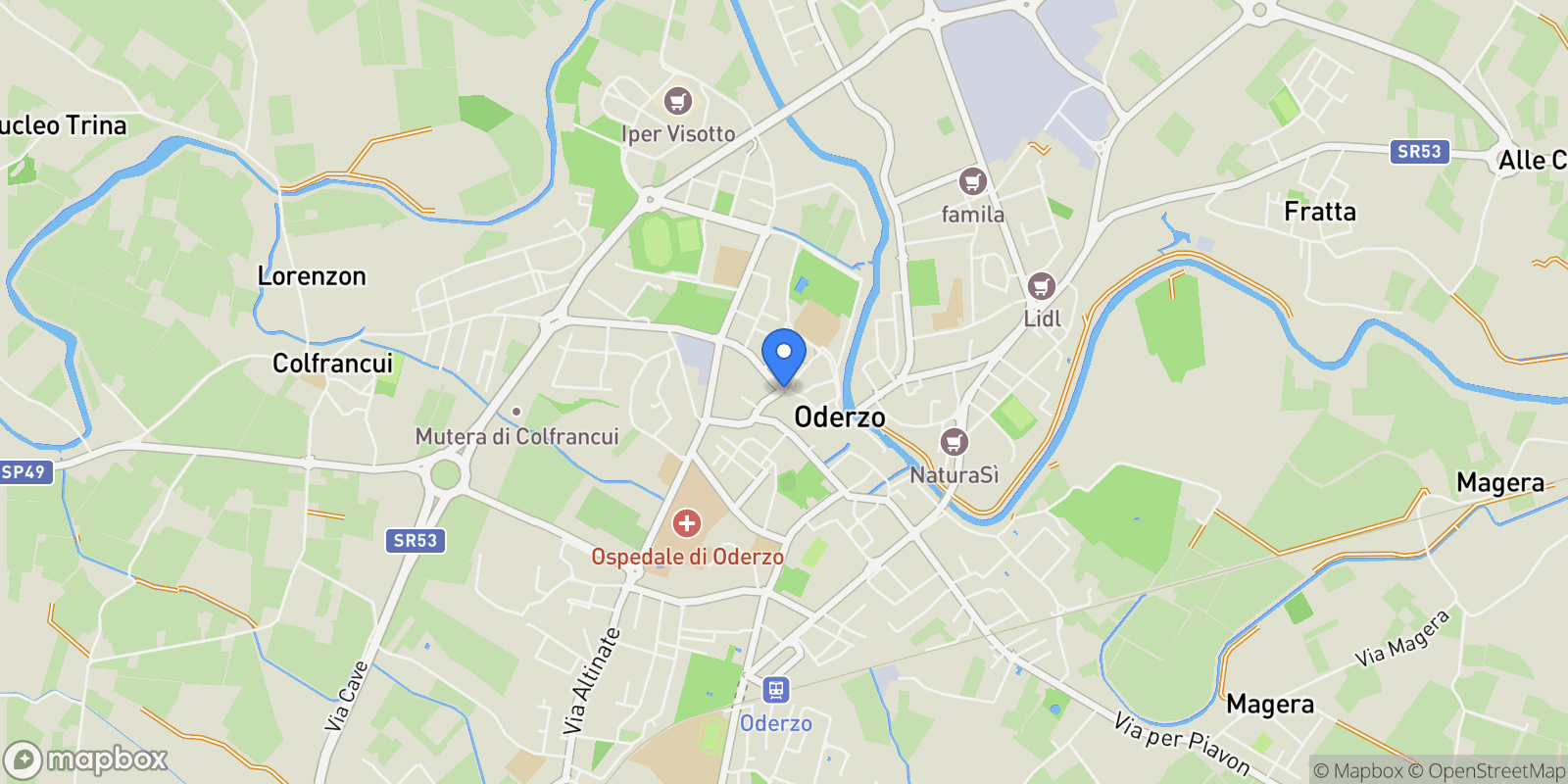 Map showing via giuseppe mazzini 1, Oderzo, Veneto, Italy.