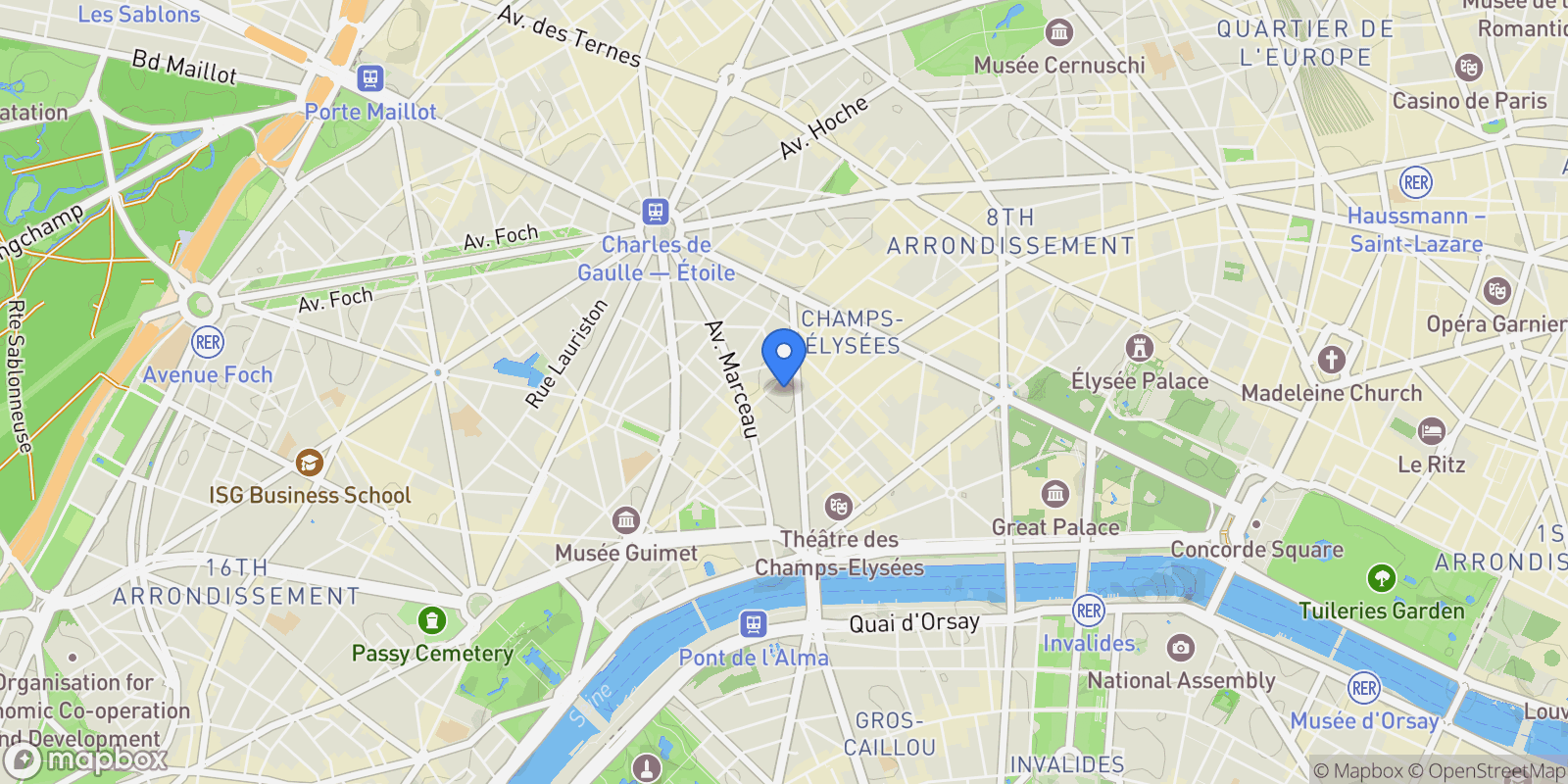 Map showing Paris, Île-de-France, France.
