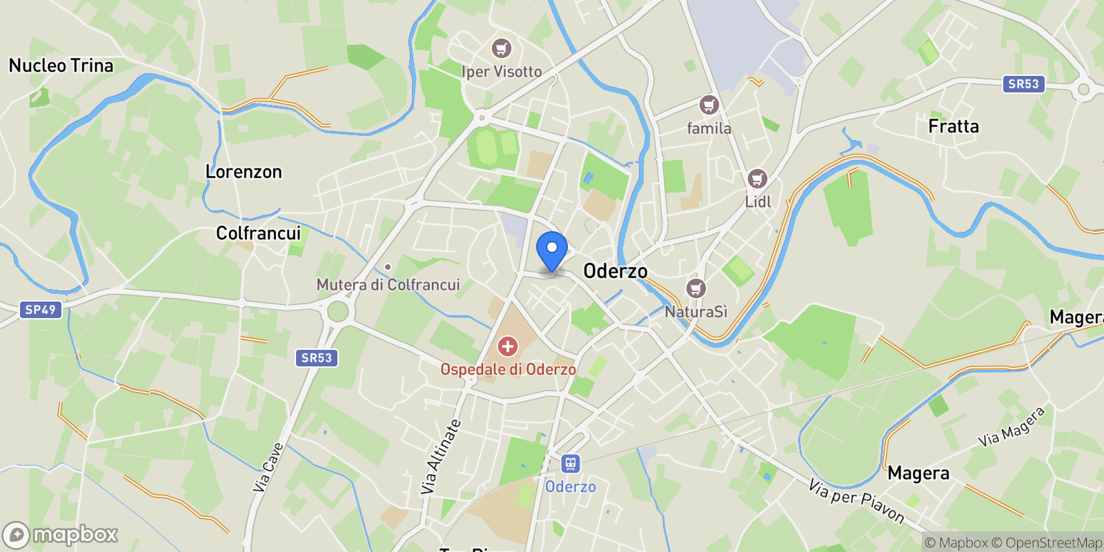 Map showing via delle grazie 1, Oderzo, Veneto, Italy.