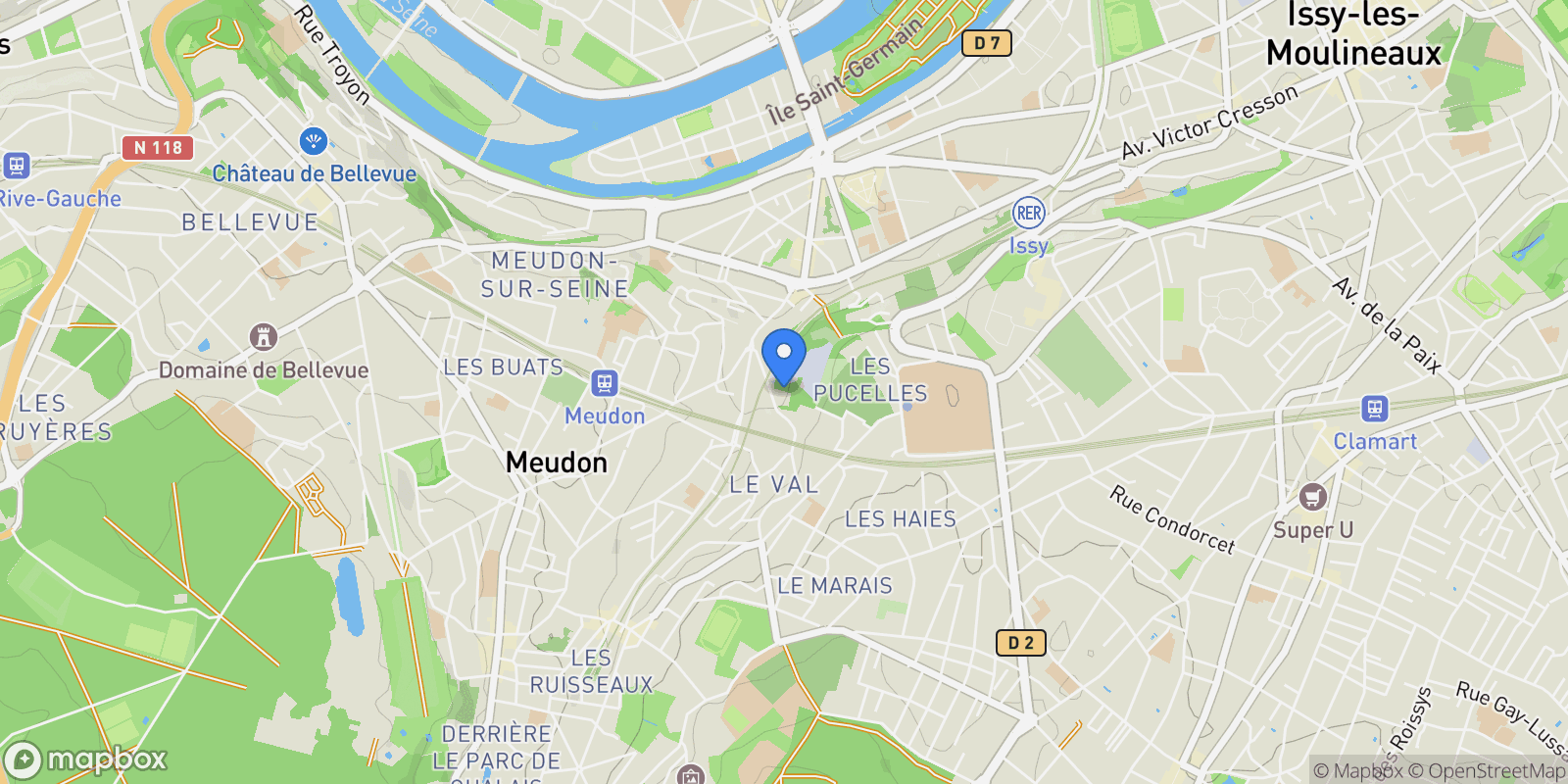 Map showing Meudon, Île-de-France, France.