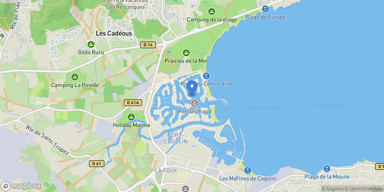 Map showing Grimaud, Provence-Alpes-Côte d'Azur, France.