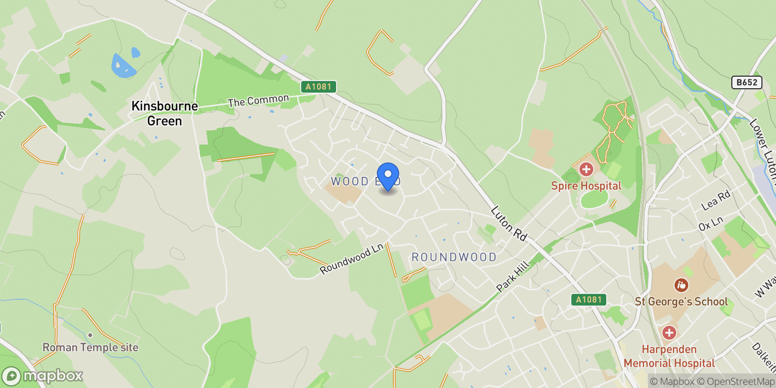Map showing Osprey Close, Harpenden, Hertfordshire, Harpenden, England, United Kingdom.