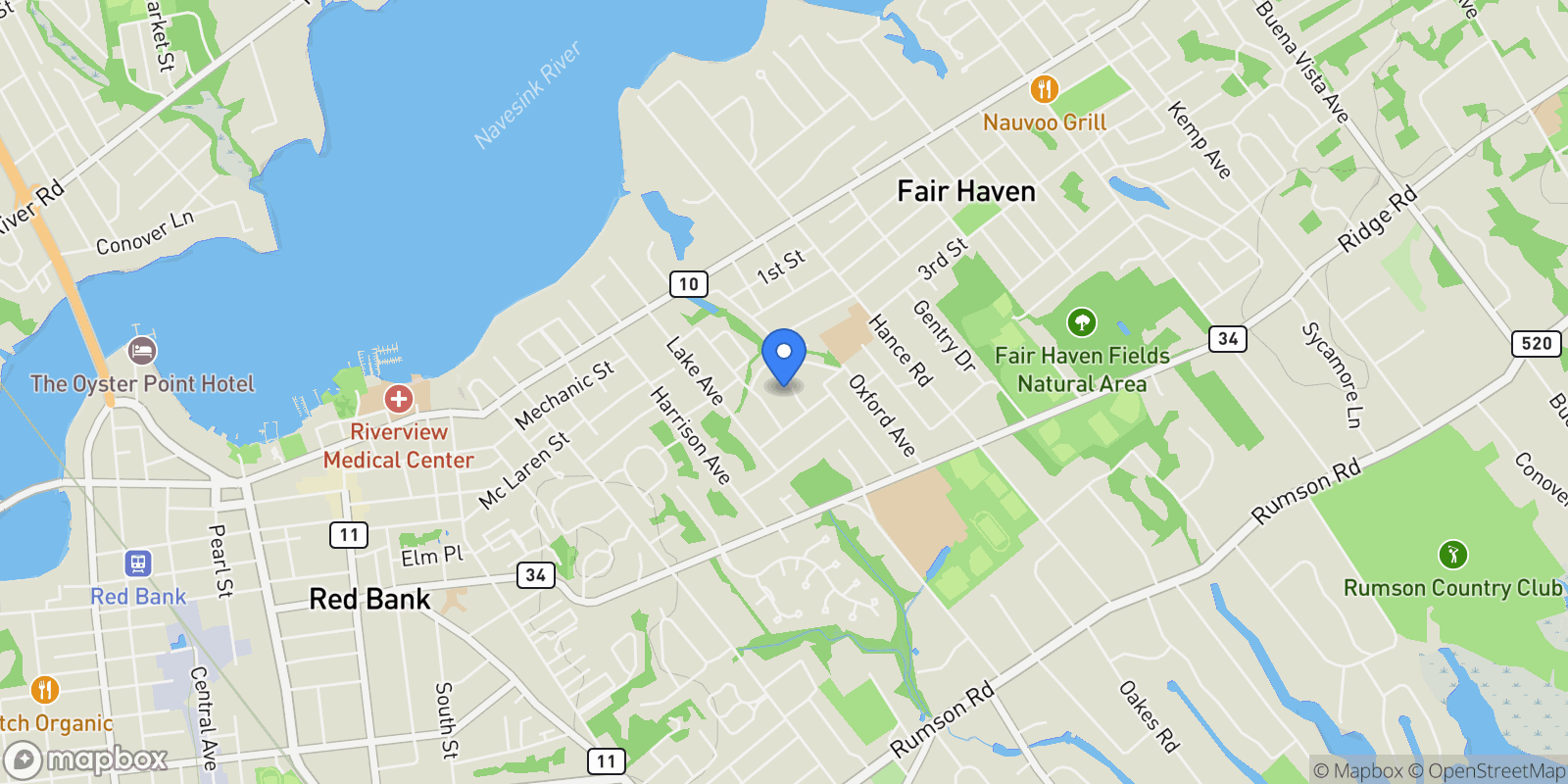 Map showing 94 Park Avenue, Fair Haven, New Jersey, United States.