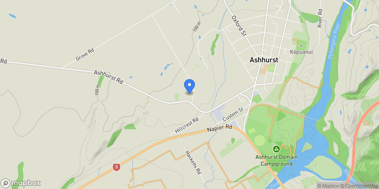 Map showing 7 Harrisons Line, Palmerston North, NEW ZEALAND, Ashhurst, Manawatu-Wanganui, New Zealand.