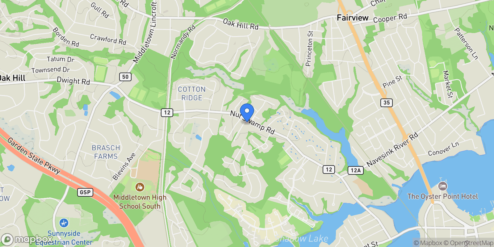 Map showing 1 Clifford Graves Court, Red Bank, New Jersey, United States.