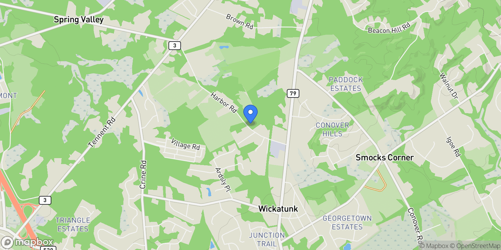 Map showing 33 Harbor Road, Marlboro Township, New Jersey, United States.