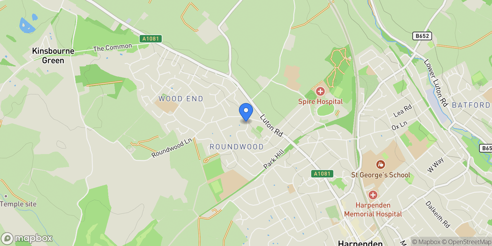 Map showing Park Rise, Harpenden, Hertfordshire, Harpenden, England, United Kingdom.