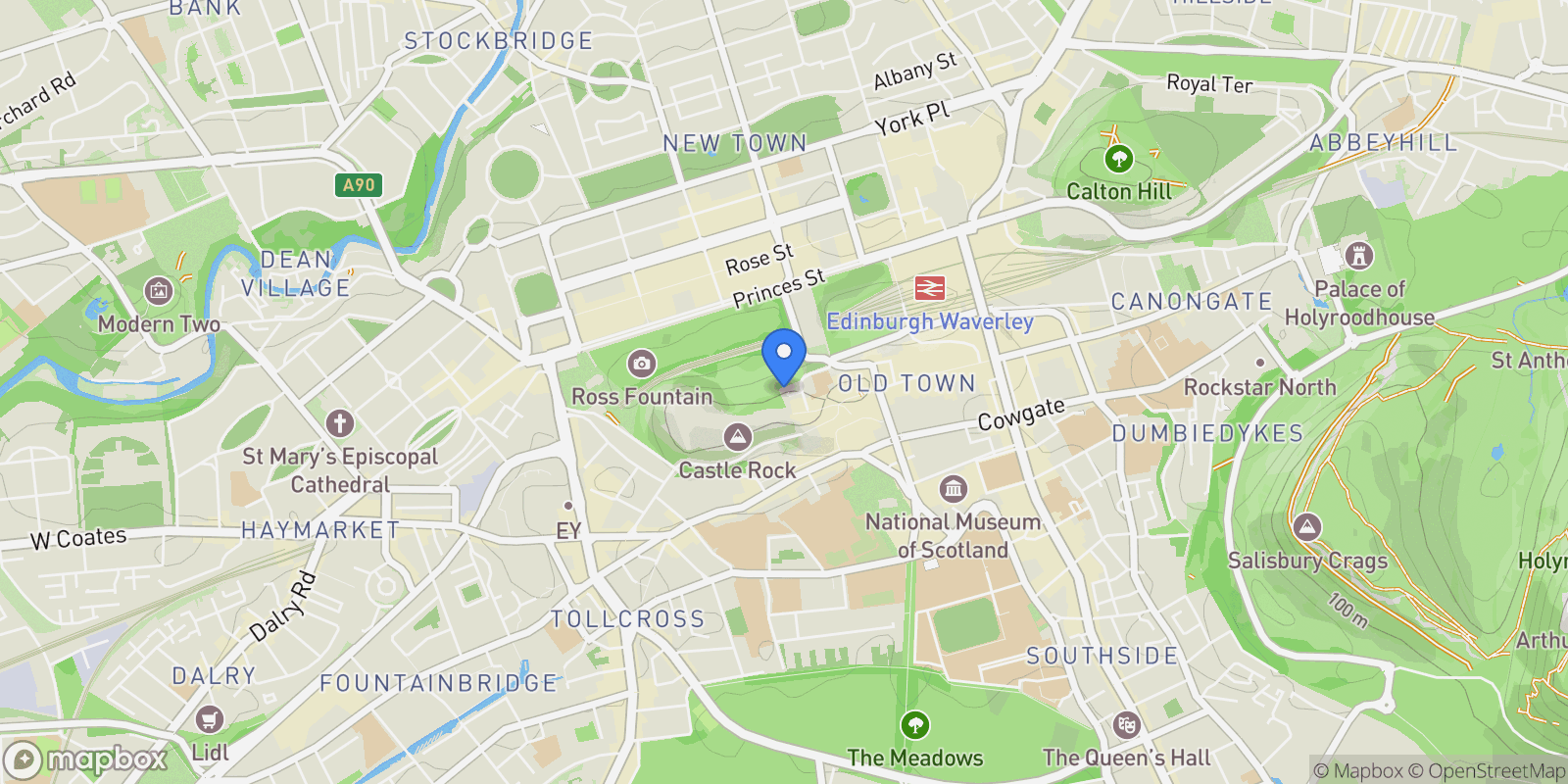 Map showing 11 Ramsay Garden, EH1 2NA, Edinburgh, Scotland, United Kingdom.