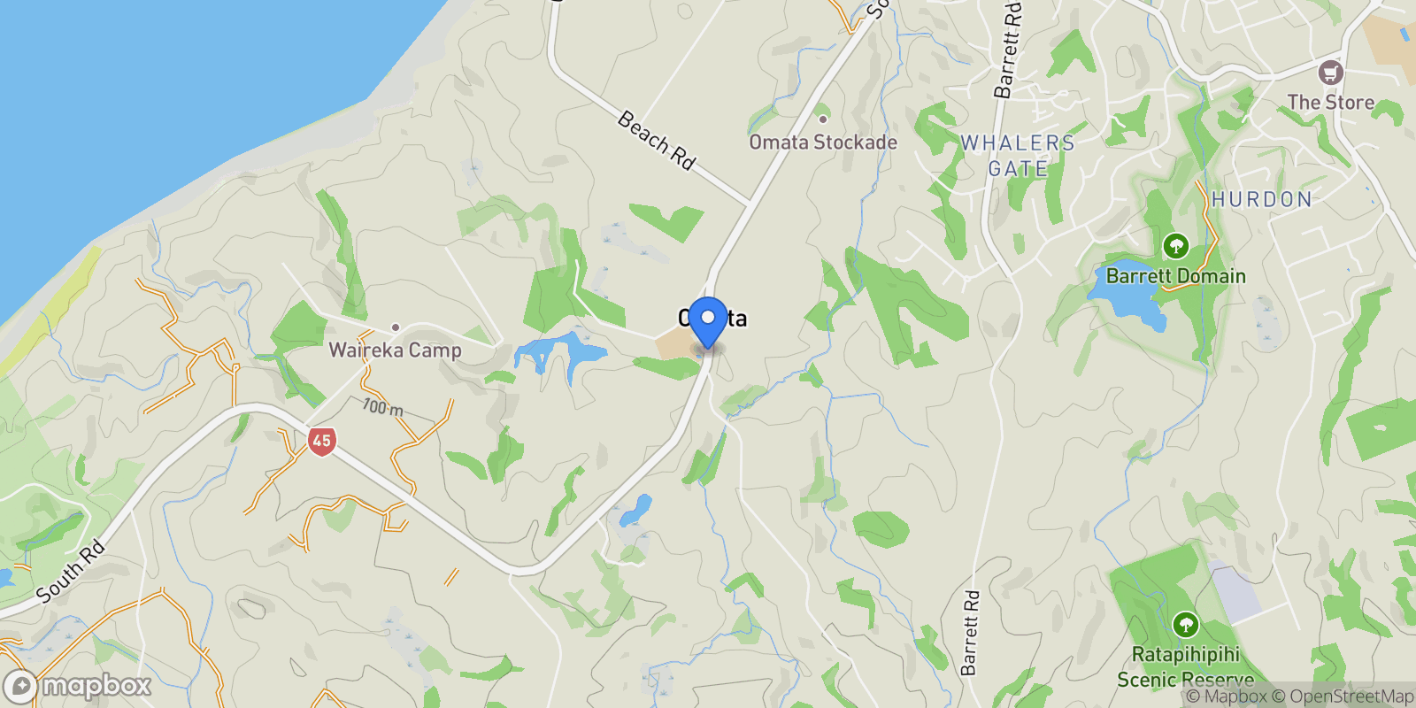 Map showing Omata, Taranaki, New Zealand.