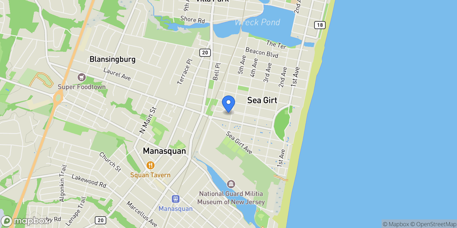 Map showing 504 Crescent Parkway, Sea Girt, NJ 08750, Sea Girt, New Jersey, United States.