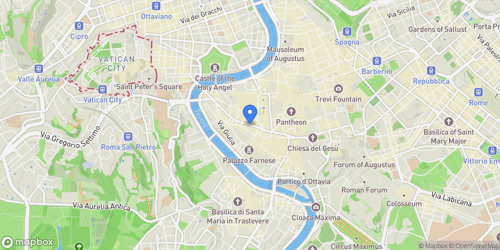 Map showing Corso Vittorio Emanuele II, Rome, Lazio, Italy.