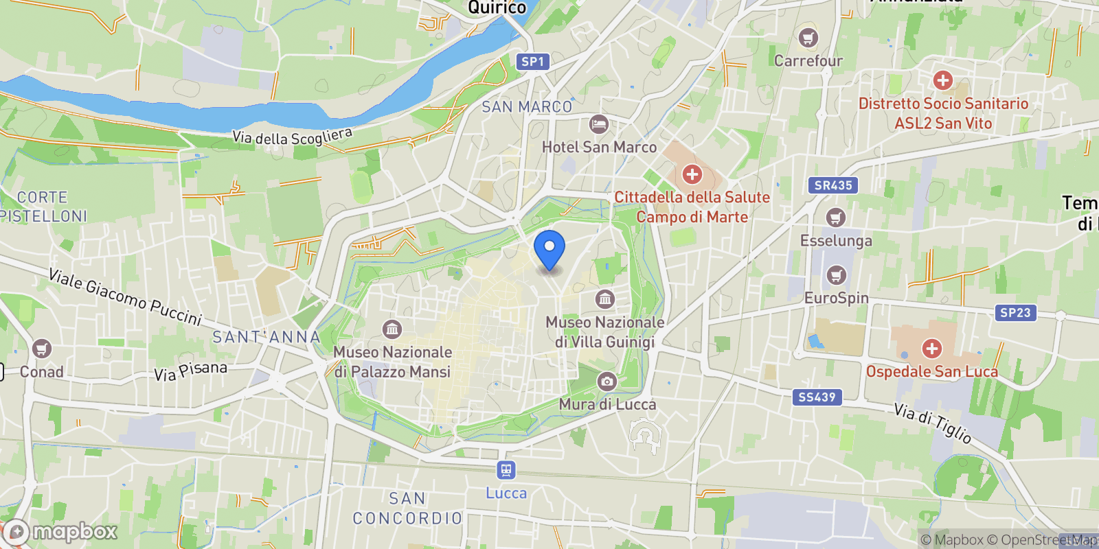 Map showing Via della Zecca, Toscana, Lucca, Tuscany, Italy.