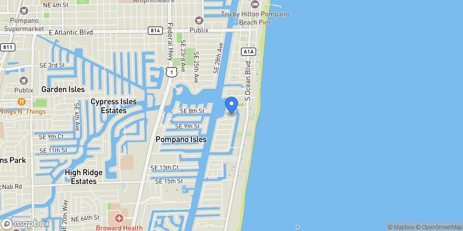 Map showing 3260 Lakeview Dr, Hillsboro Beach, Florida, United States.