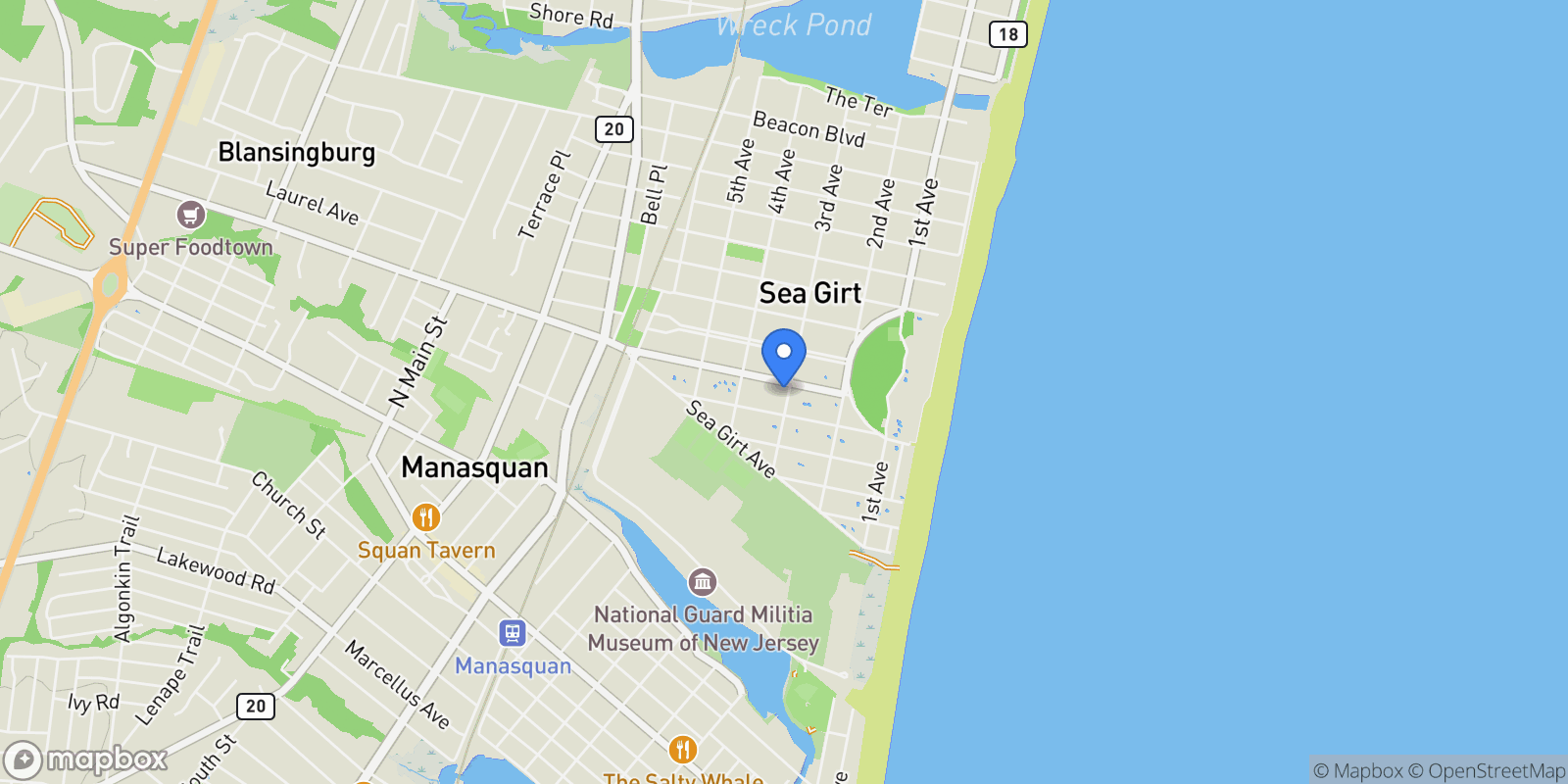 Map showing 300 Washington Boulevard, Sea Girt, NJ 08750, Sea Girt, New Jersey, United States.