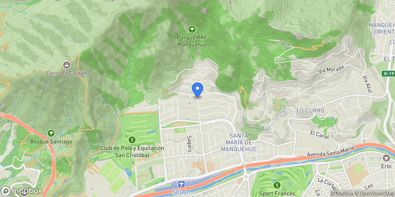 Map showing Carolina Rabat, Vitacura, Vitacura, Santiago Metropolitan Region, Chile.
