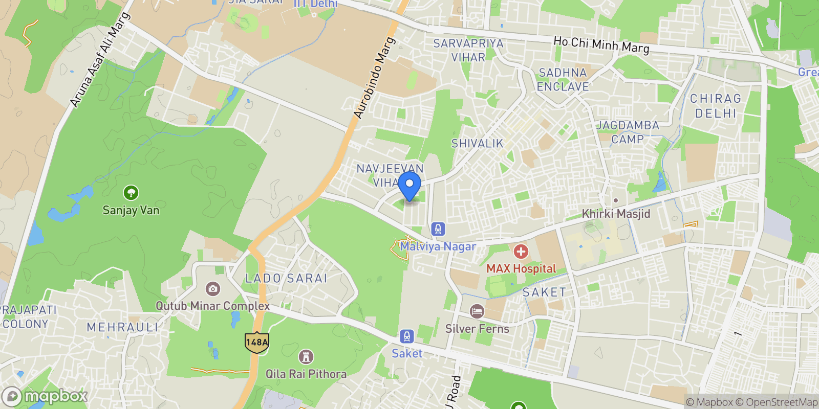 Map showing Geetanjali Enclave, Malviya Nagar, New Delhi, Delhi 110017, India, New Delhi, Delhi, India.