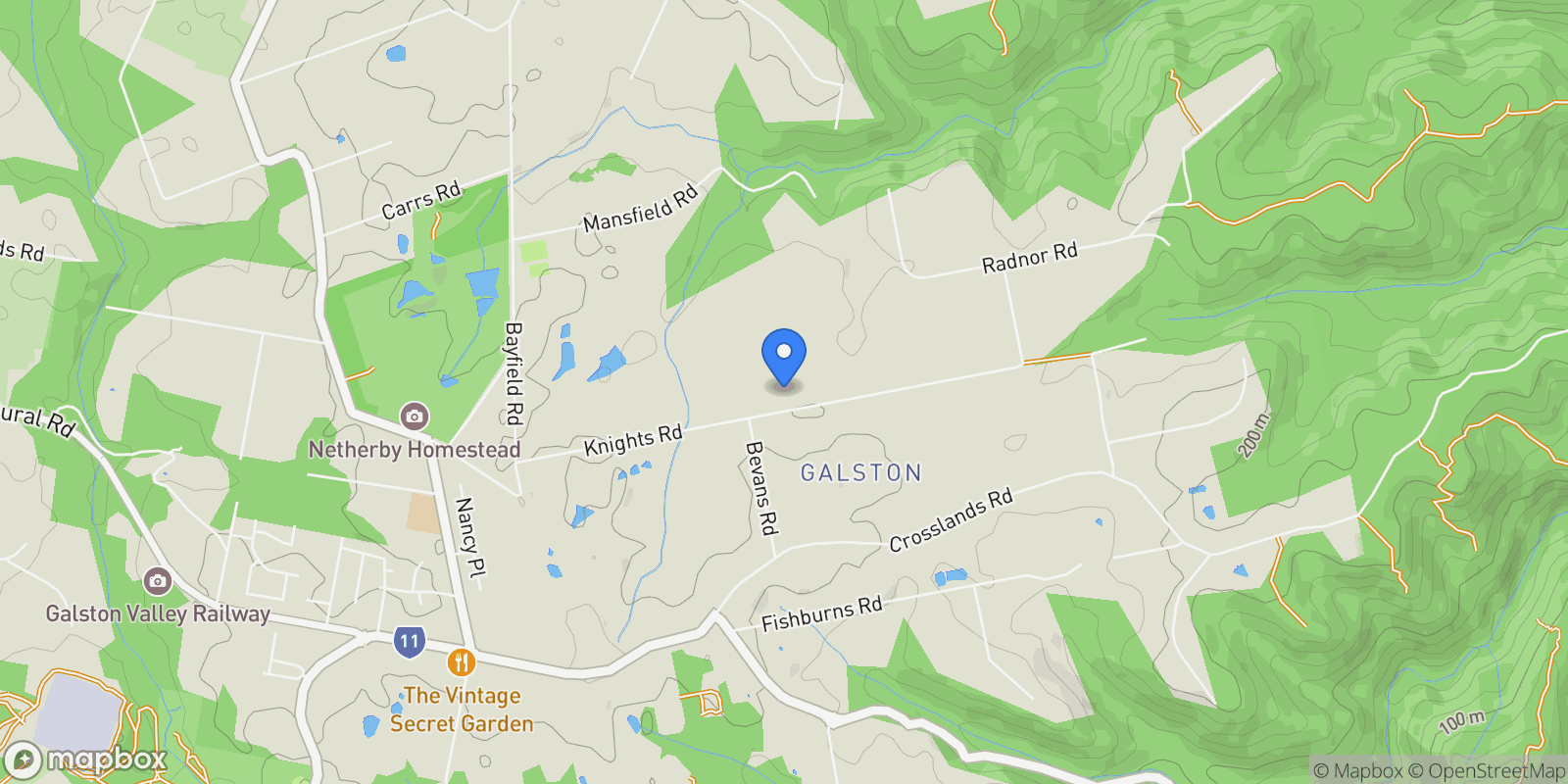 Map showing 55 Knights Rd, Galston NSW 2159, Australia, Galston, New South Wales, Australia.