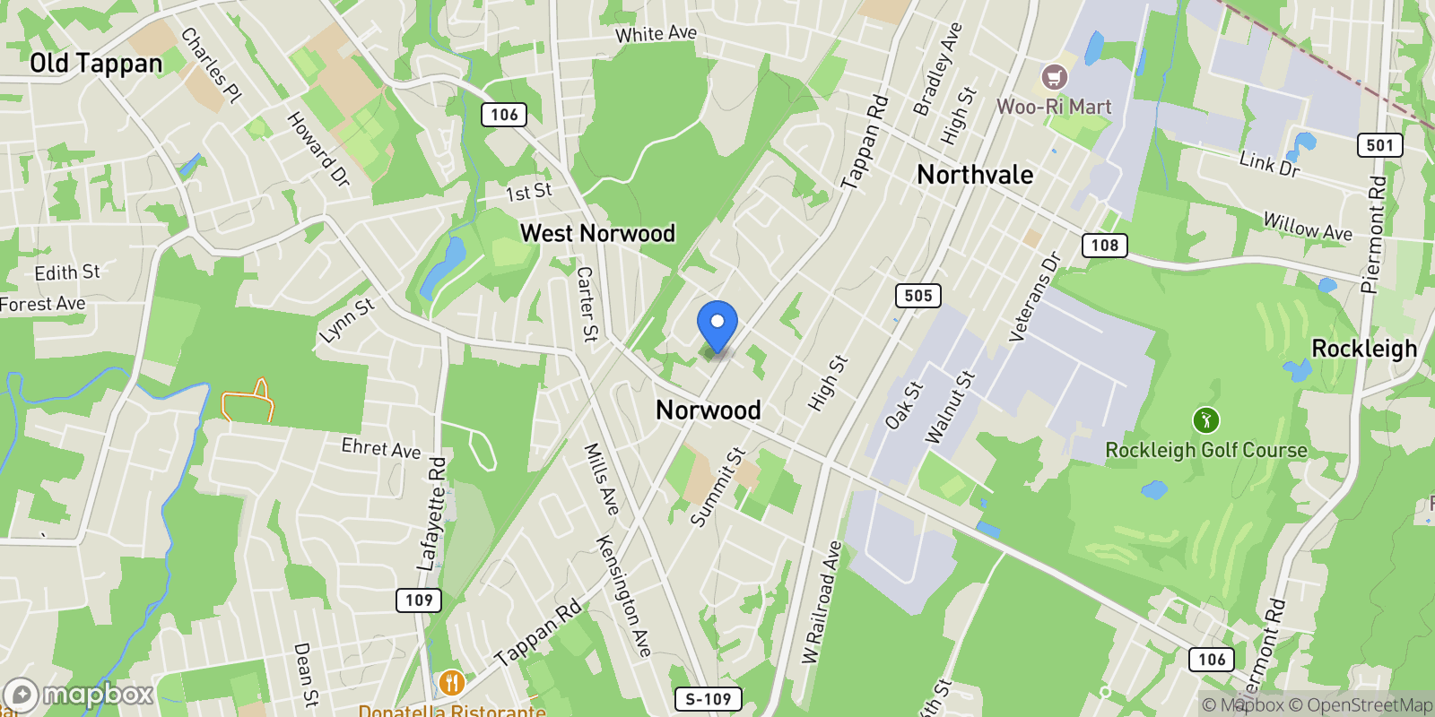 Map showing 291 Tappan Road, Norwood, New Jersey, United States.