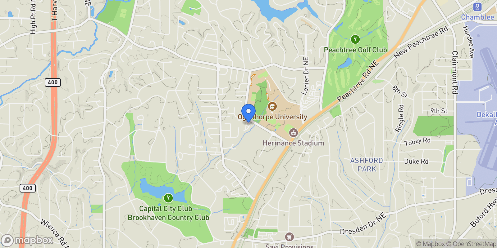 Map showing 2926 Hermance Drive NE, Brookhaven, Georgia, United States.