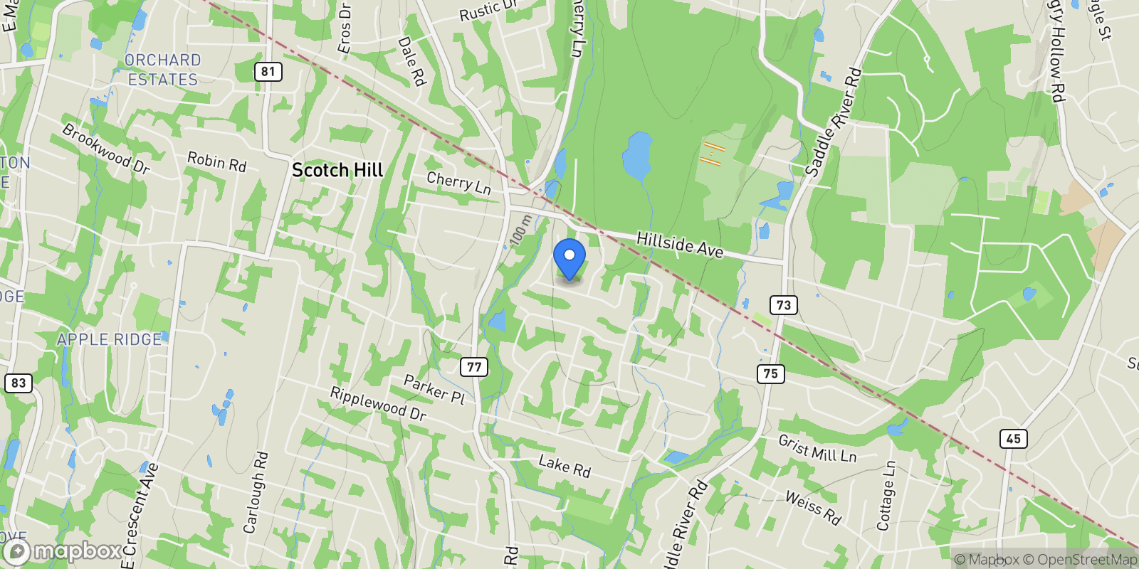 Map showing 35 Hampshire Hill Rd, Upper Saddle River, NJ 07458, Saddle River, New Jersey, United States.