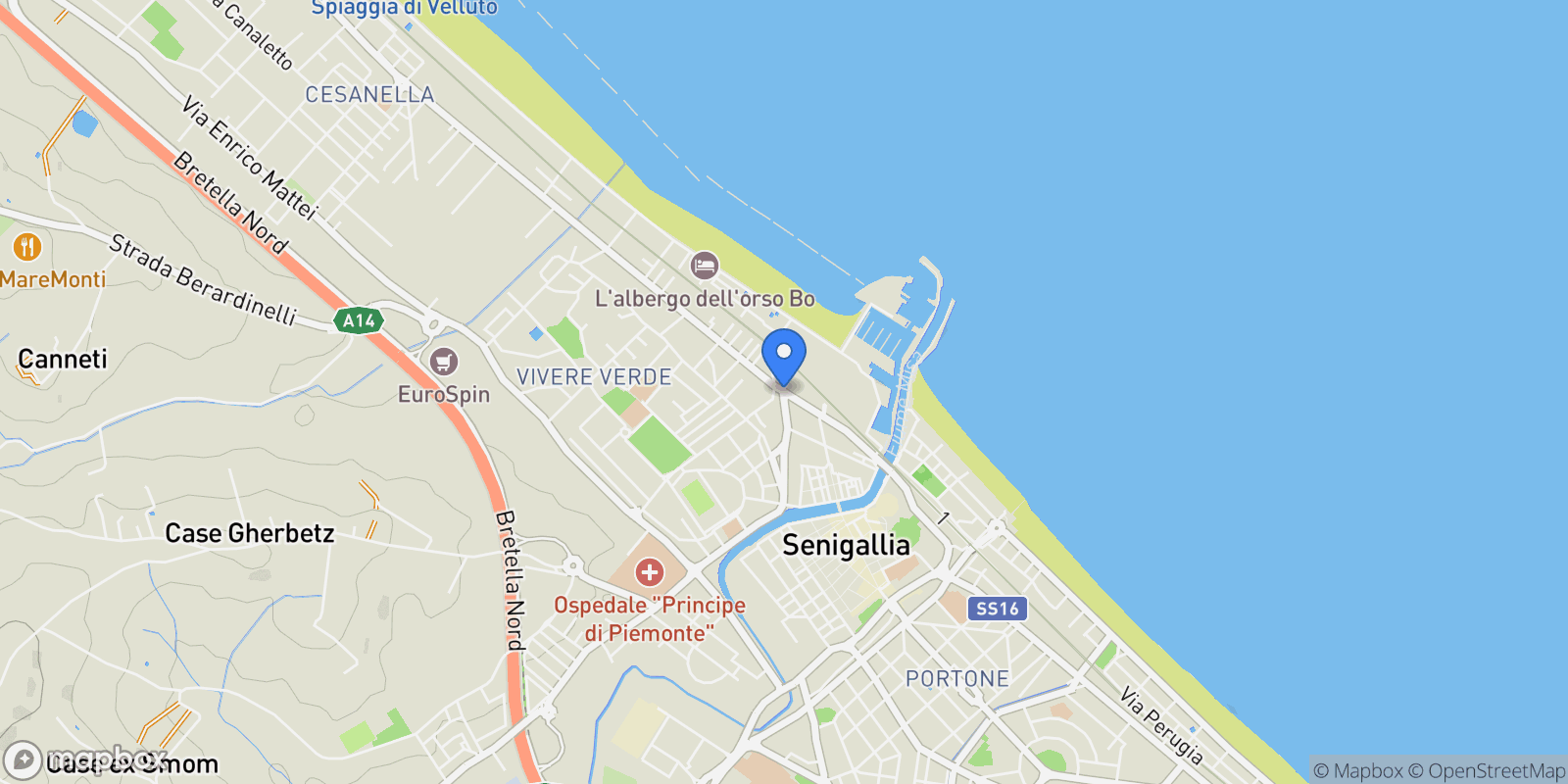 Map showing 60019 Senigallia, Province of Ancona, Italy, Senigallia, Marche, Italy.