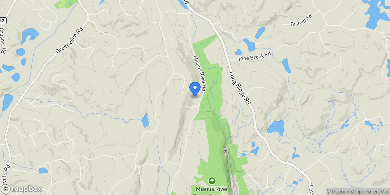 Map showing 147 Mianus River Road, Bedford, New York, United States.