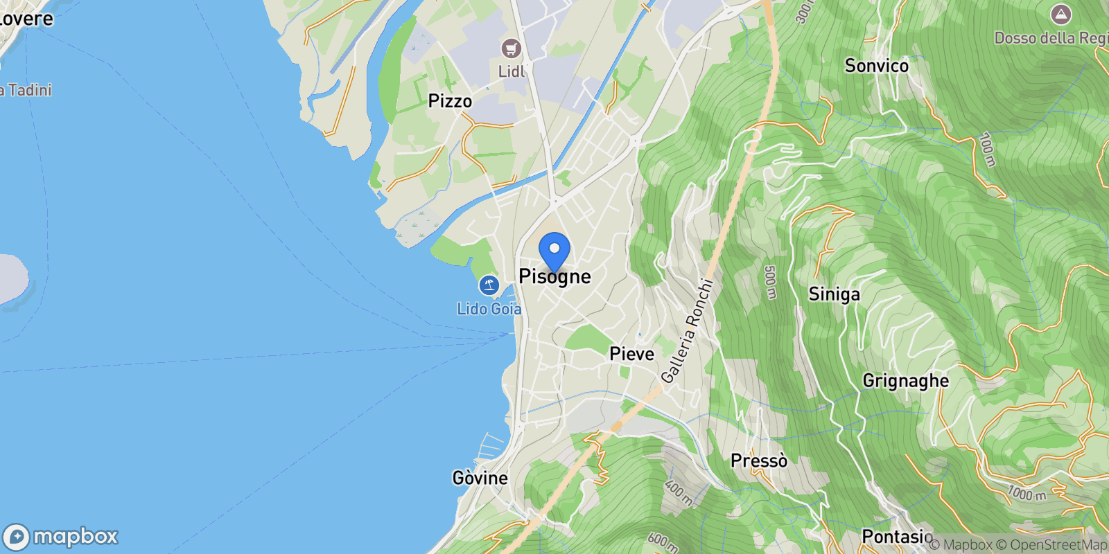 Map showing Via Della repubblica, Pisogne, Lombardy, Italy.