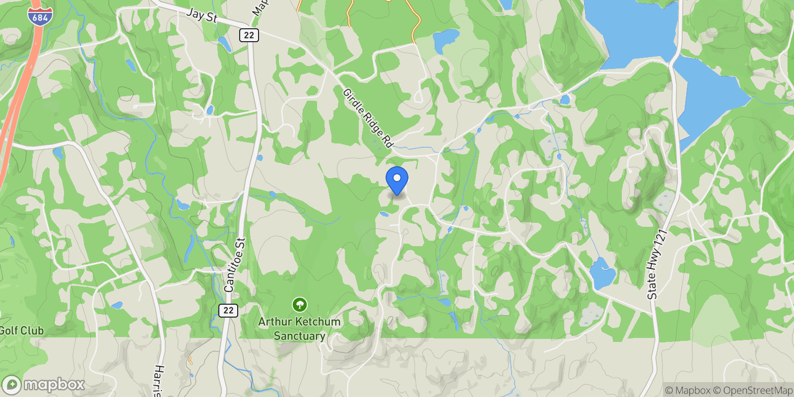 Map showing 2 Barry Court, Katonah, New York, United States.