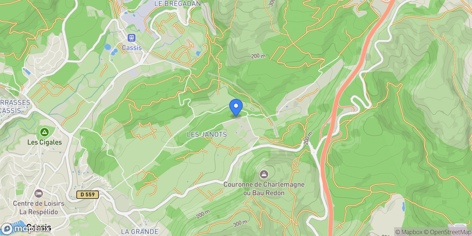 Map showing Cassis, Provence-Alpes-Côte d'Azur, France.