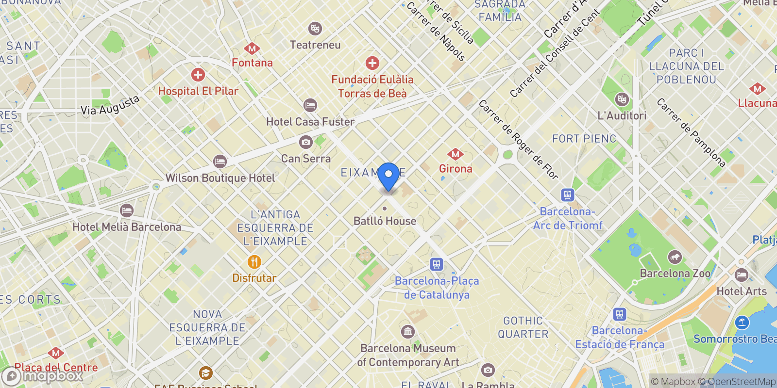 Map showing Eixample, Barcelona, Barcelona, Barcelona, Eixample, Barcelona, Spain.